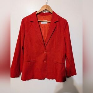 Vintage Stockton Of Dallas Women's Red Button Vneck Blazer Jacket Size 14 80's